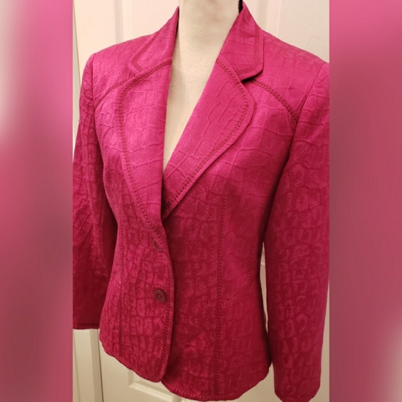 Laura Ashley VINTAGE Pink Blazer Silk Wool Women's Size Petite Medium 1980s